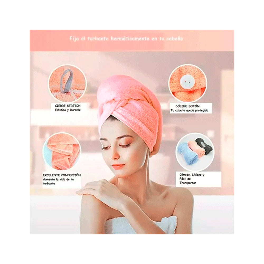 Pack x3 Toallas Turbante de Microfibra para Secado Rápido de Cabello