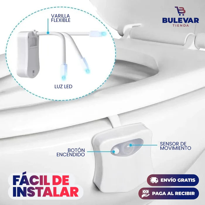 💡 Luz LED con Sensor para Inodoro – 8 Colores Automáticos