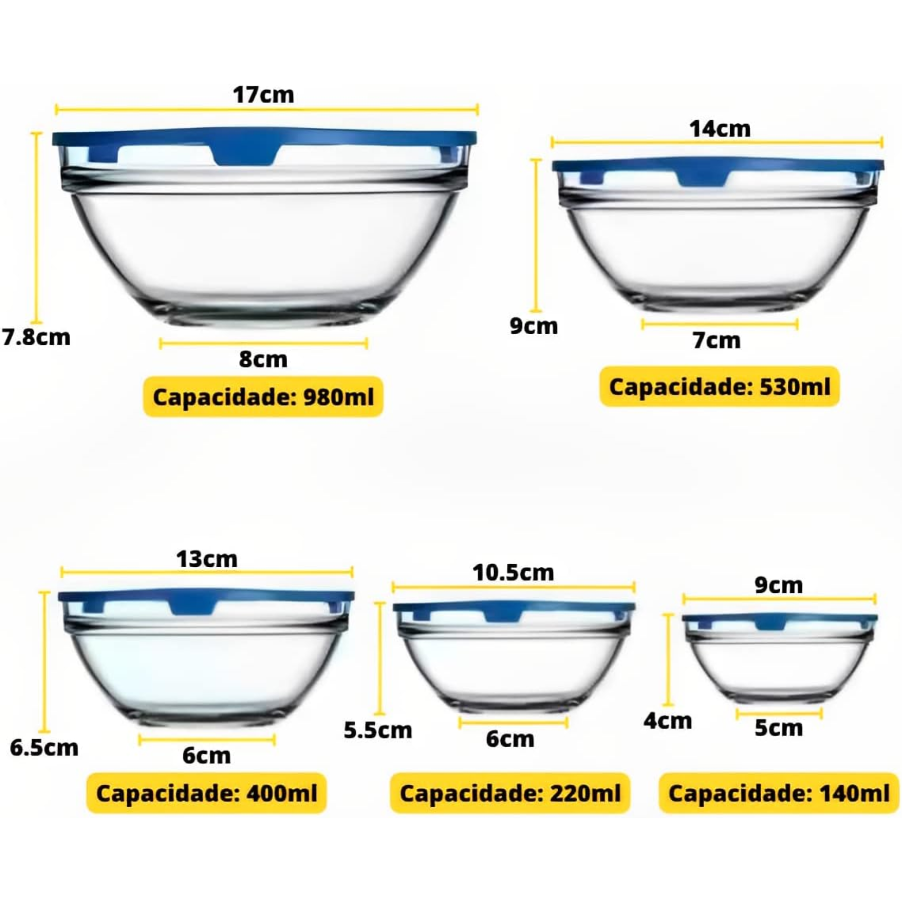 Set de 5 Recipientes de Vidrio con Tapa – Conserva tus Alimentos Frescos