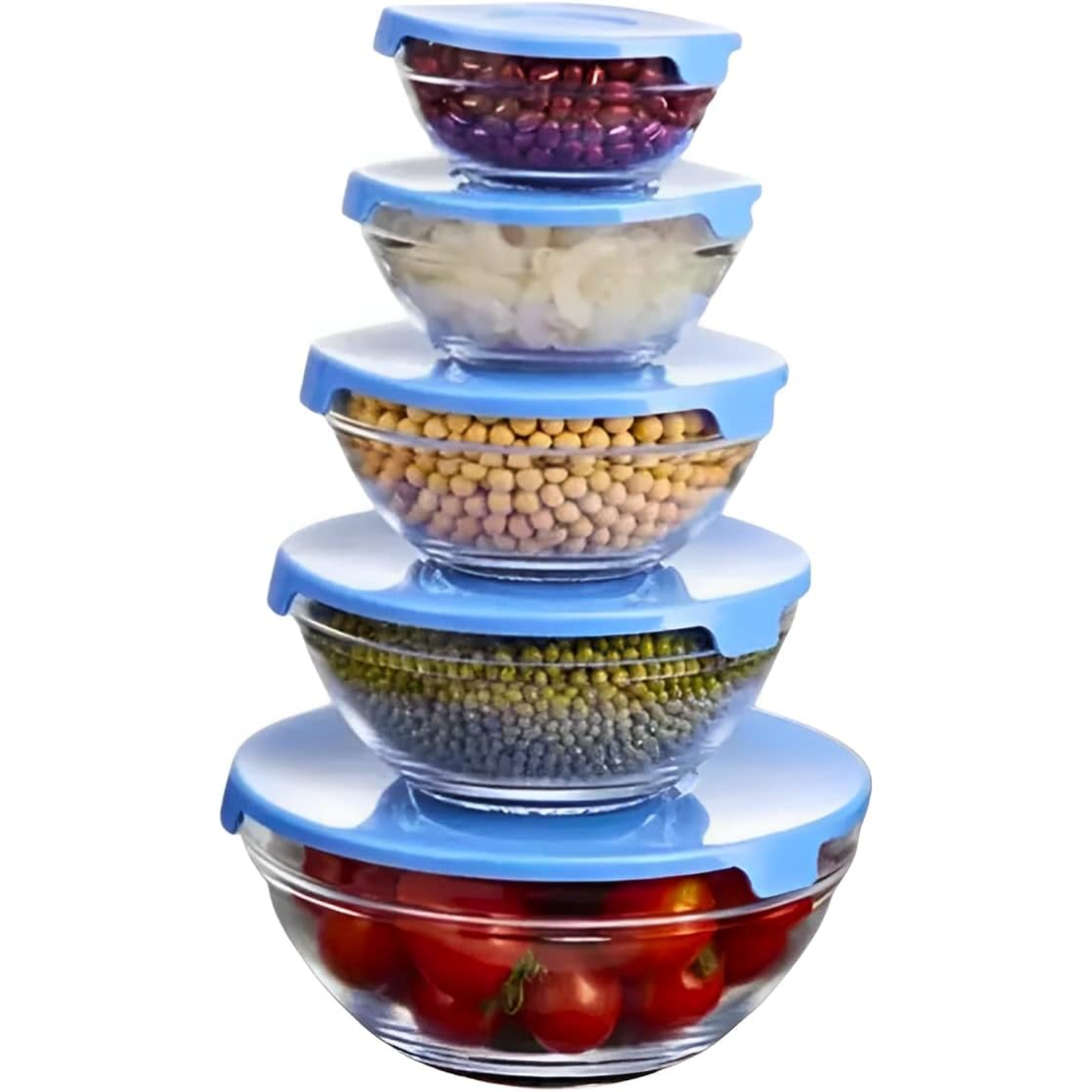 Set de 5 Recipientes de Vidrio con Tapa – Conserva tus Alimentos Frescos