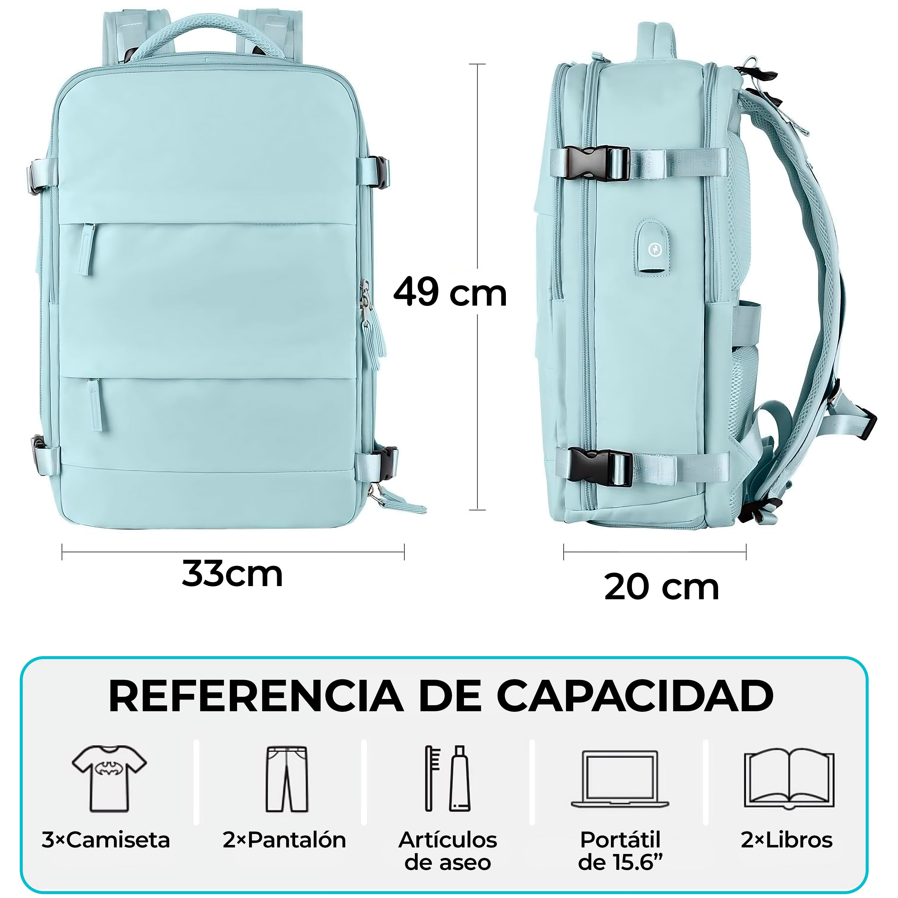 Mochila de Viaje Multifuncional para Avión – Expandible y Antirrobo