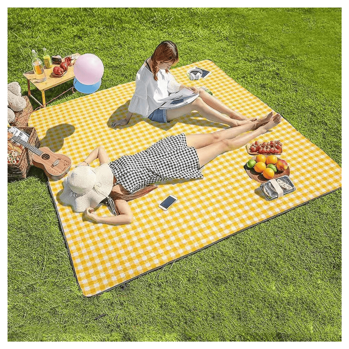 Manta de Picnic Clásica a Cuadros Impermeable y Plegable