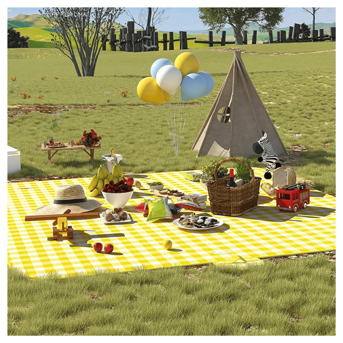 Manta de Picnic Clásica a Cuadros Impermeable y Plegable